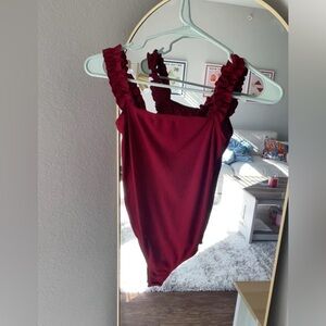 Red Ruffle Bodysuit